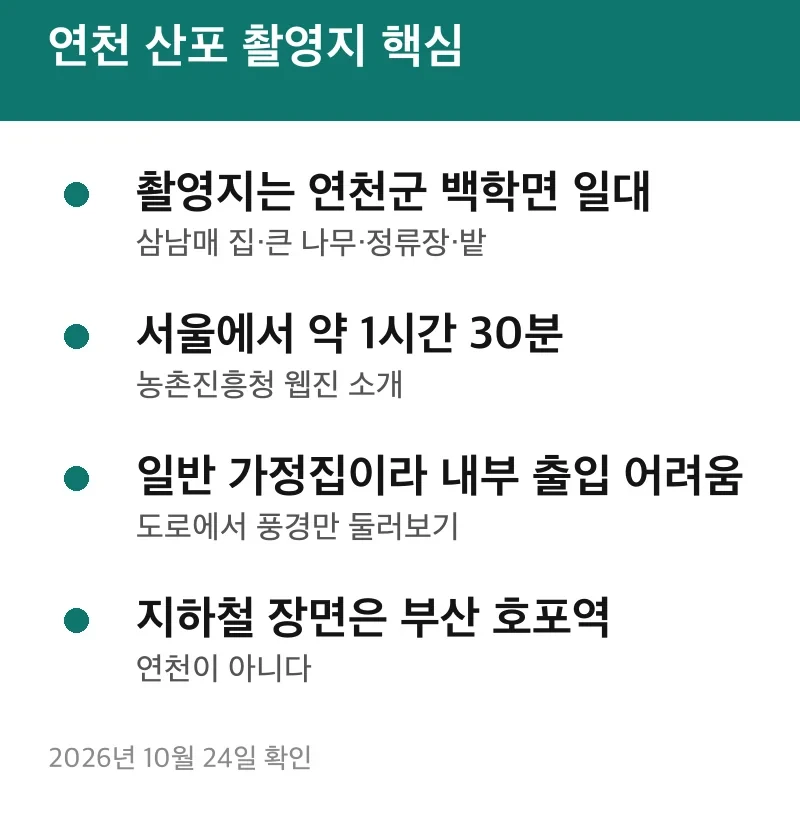 연천 산포 촬영지 핵심