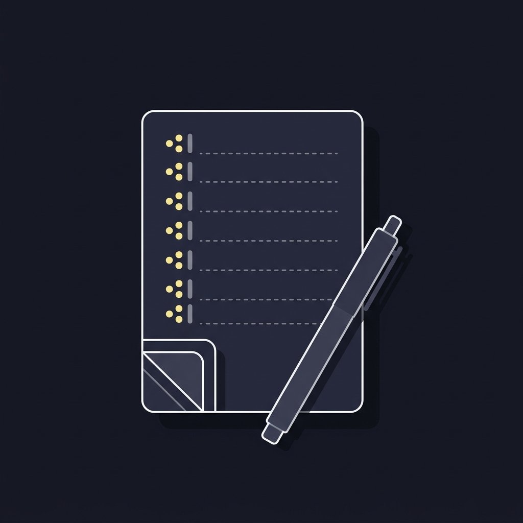 Minimal vector top down notepad and pen suggesting disciplined bet tracking with unit size indicators for mlb betting tips in Funded Plays color palette