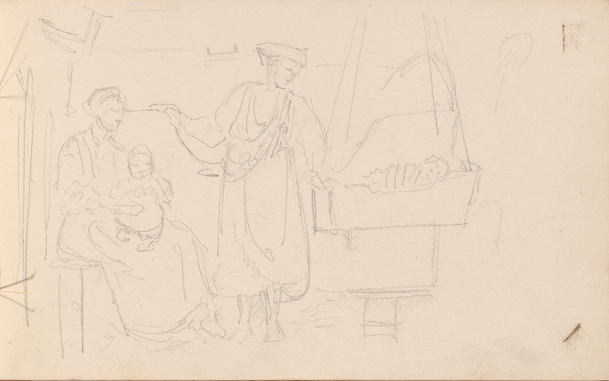 Kvinner og barn i interiør 1855 1857