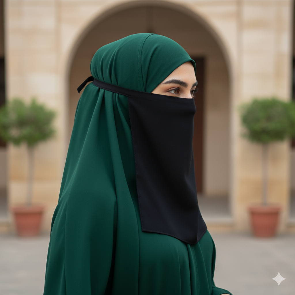 Black Chiffon Tie-Back Niqab | Extra-Wide Face Veil for Modest Coverage