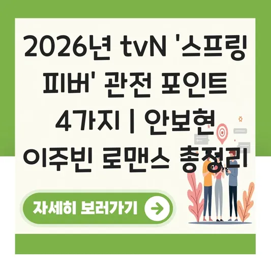 2026년 tvN 새 월화드라마 스프링 피버 줄거리 및 안보현·이주빈 로맨스 관전 포인트 대표 이미지