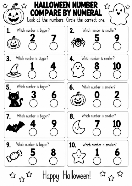 Halloween Number Compare by Numeral