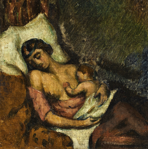 Femme allaitant son enfant circa 1872