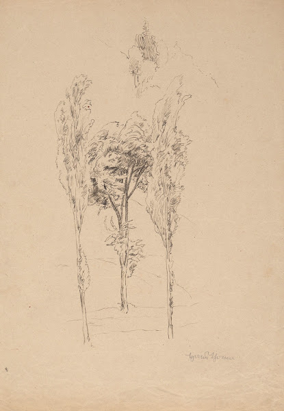 Three Trees with a Mountain Skyline in the Background 1886