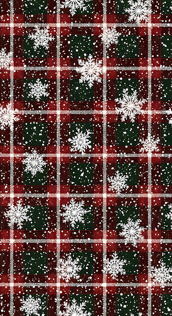 Festive Red Green Plaid Pattern with Snowflakes Textile Design - Free mobile Wallpaper