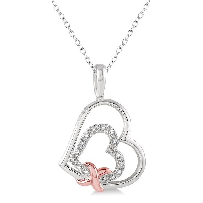 Silver Heart Shape Diamond Fashion Pendant