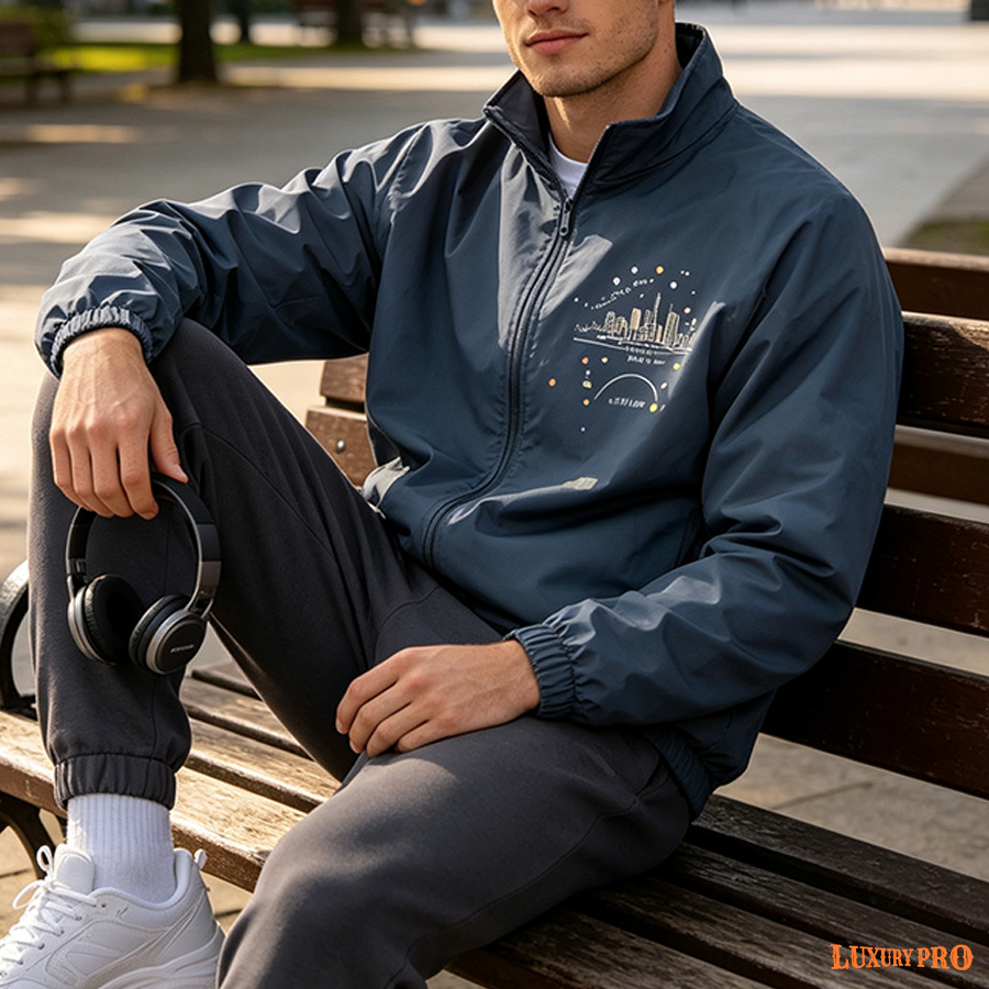 AOP WEA Stand Collar Raglan Sleeve Jacket