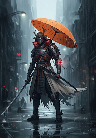Cyberpunk Samurai Rain