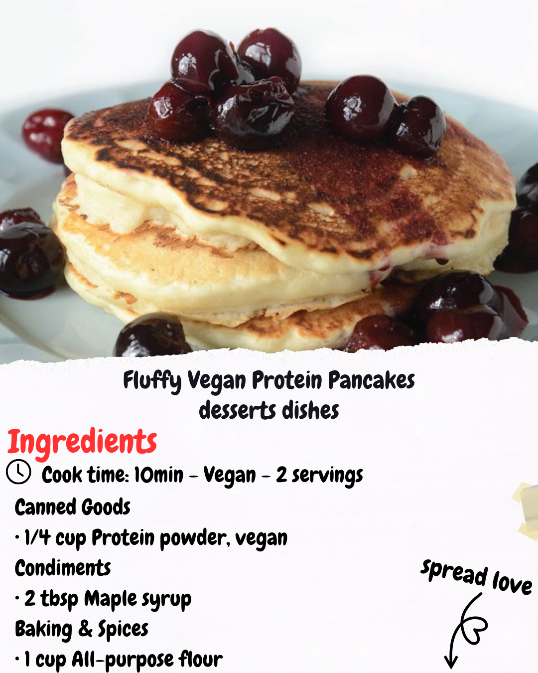 Fluffy Vegan Protein Pancakes desserts dishes