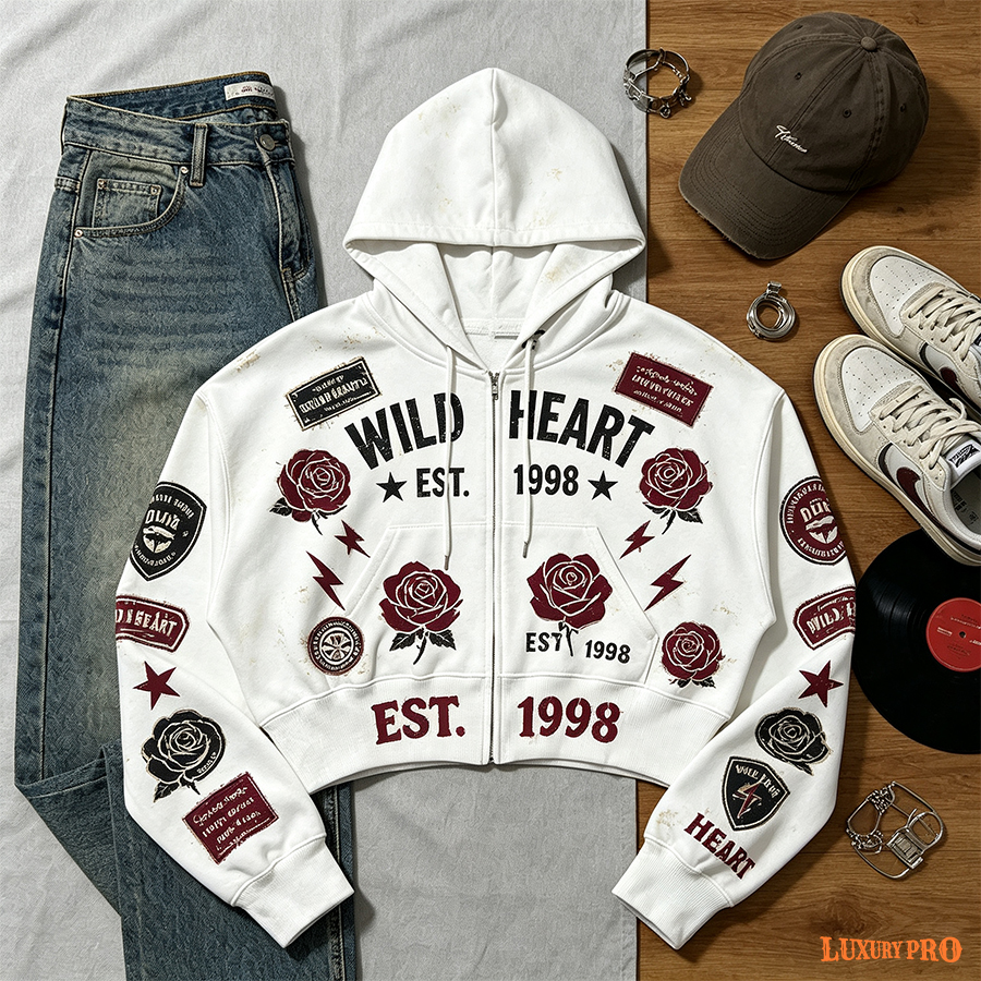 Cropped Hoodie With Zipper Hem