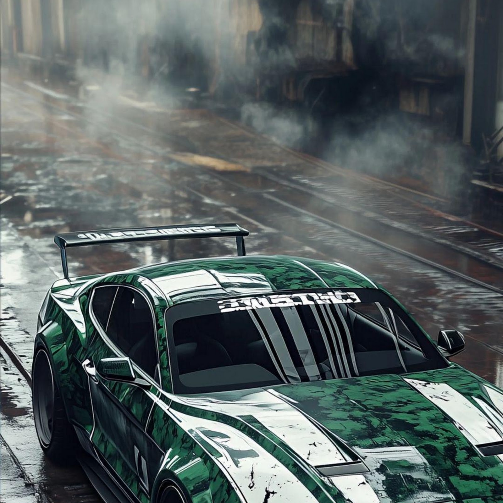 Download Custom Green Ford Mustang Sports Car Full HD iPhone