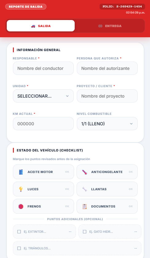 Captura de pantalla del proyecto: Control de Flotilla y Vehículos