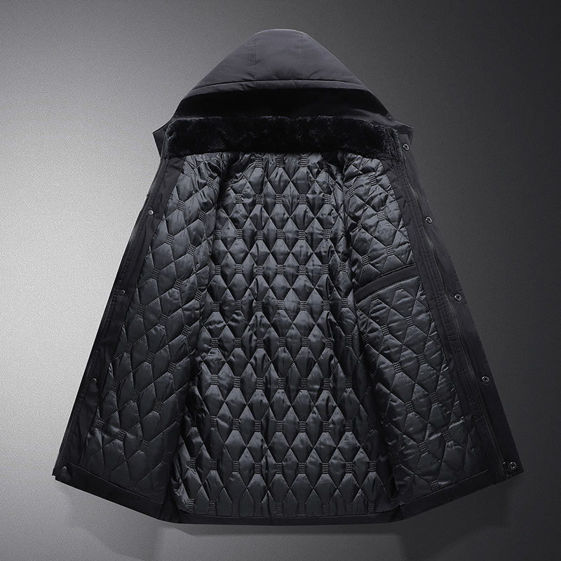 Insulated winter jacket for men, removable hood