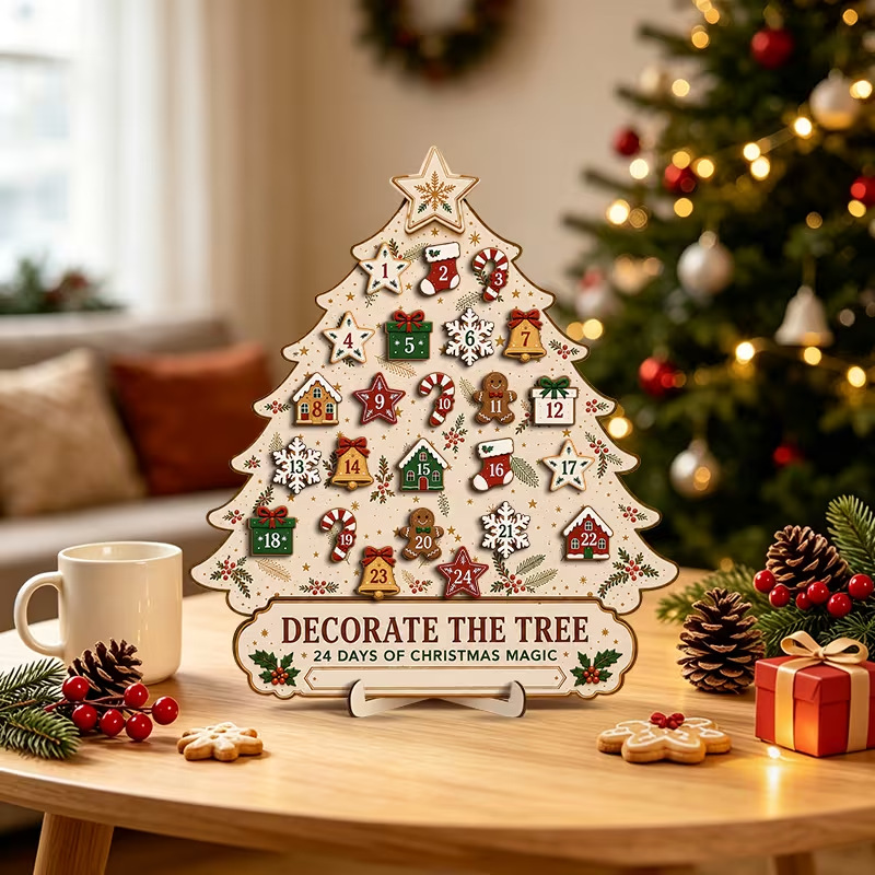 DIY-Adventskalender aus Holz zum Aufhängen