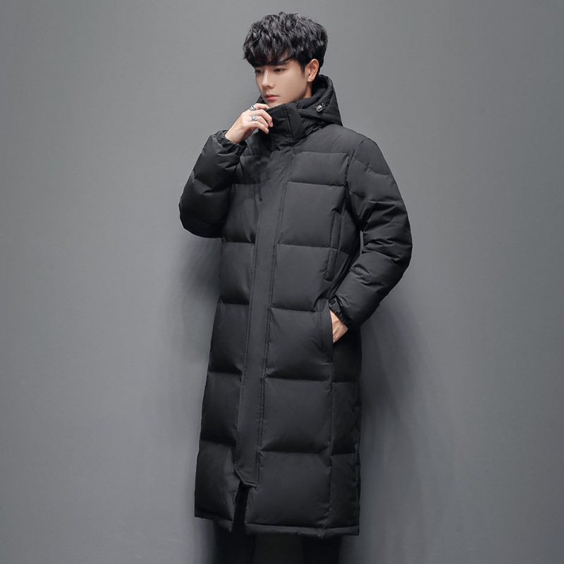 Long women’s down coat, knee-length, lined, for winter
