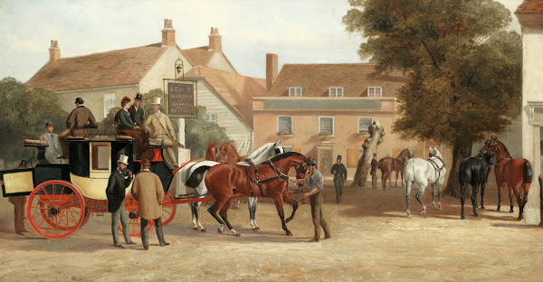 The London To Dorking Coach Resting At The Marquess Of Granby 1873