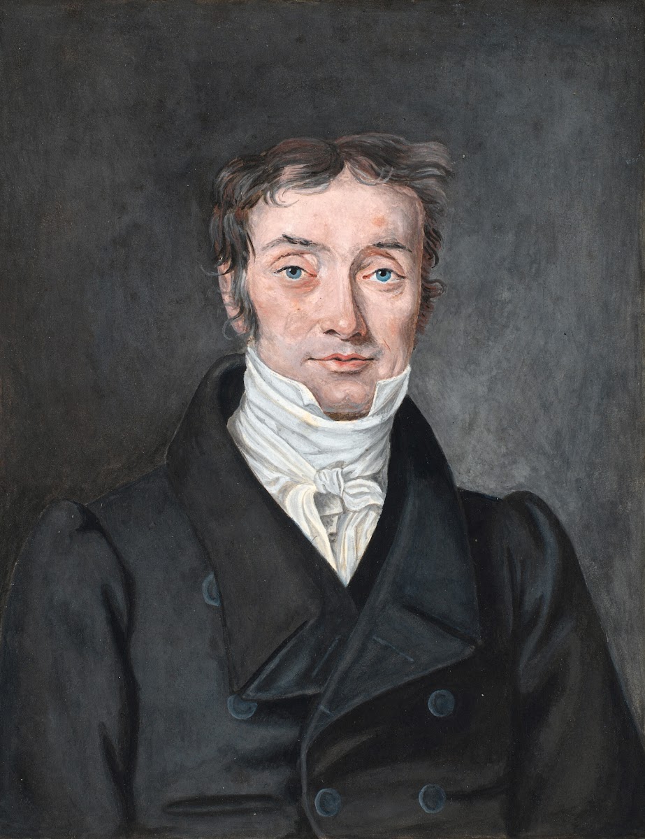 Portræt af skolelærer Hans Jensen Visby 1777 1870 fra Aagerup Ramløse sogn 1840