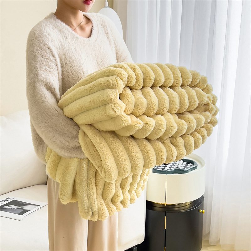 Rabbit fleece wool blanket, polyester, Nordic