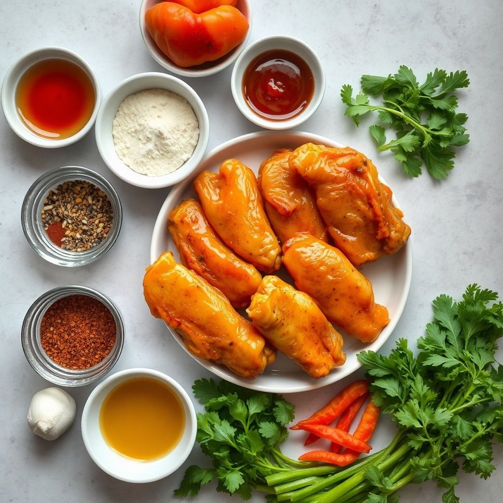 Ingredients for Hot Honey Peach Wings for Crispy Spicy Dinner – Easy One-Pan Weeknight Winner