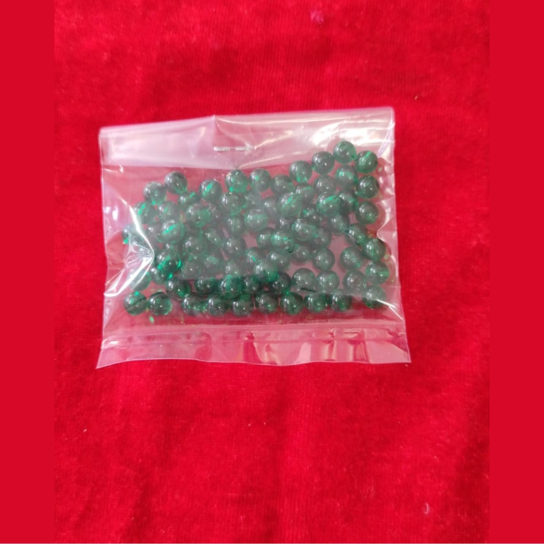 6 mm plastic green beads-pack of 10 gm