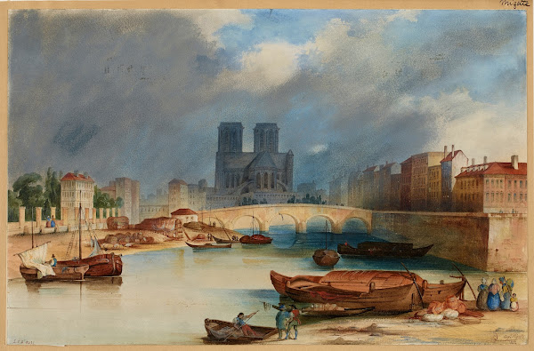 Vue Du Chevet De Notre Dame Et Du Pont De La Tournelle En 1832 1832