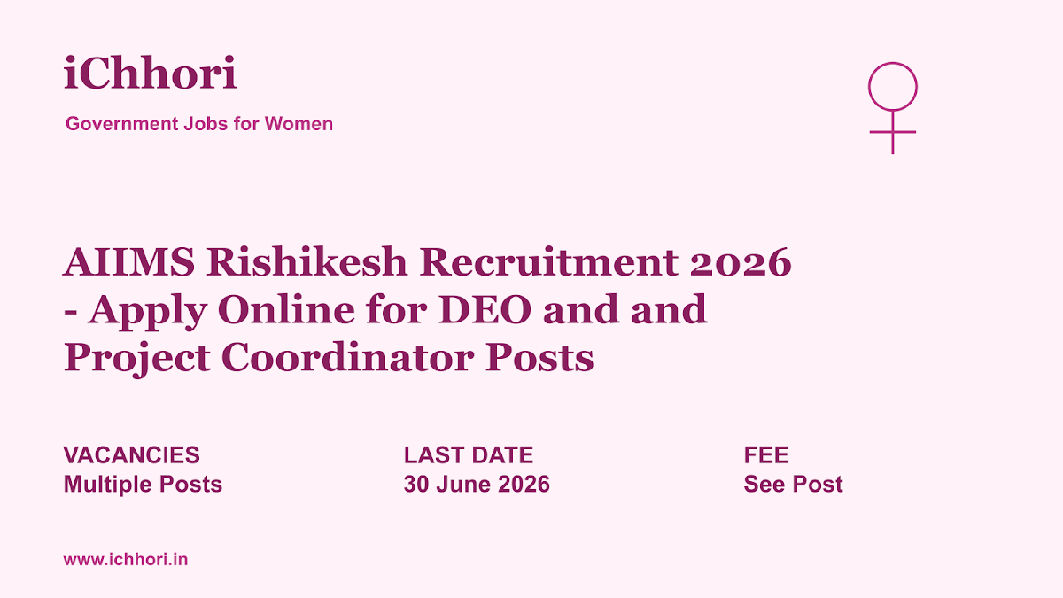 AIIMS Rishikesh Recruitment 2026 - Apply Online for DEO and and Project Coordinator Posts - iChhori