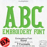 Retro FishGothic Satin Stitch embroidery font, primary stitch sample