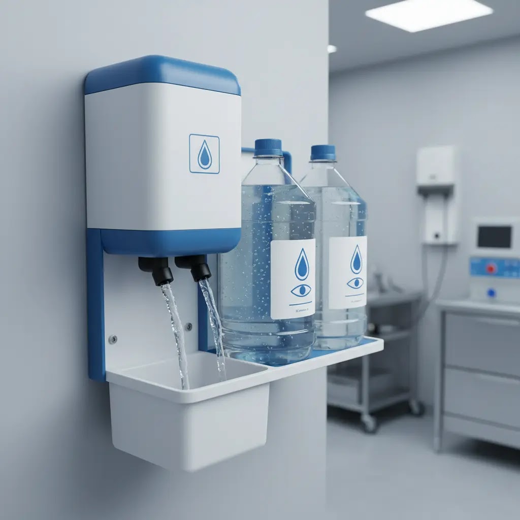 Larutan saline terbaik untuk unit eyewash mandiri (self-contained)