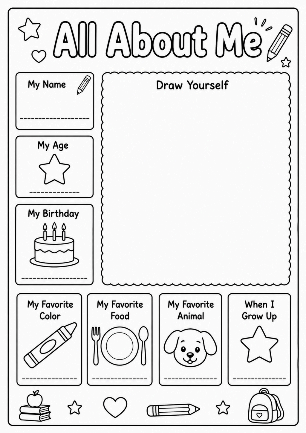 All About Me Worksheet