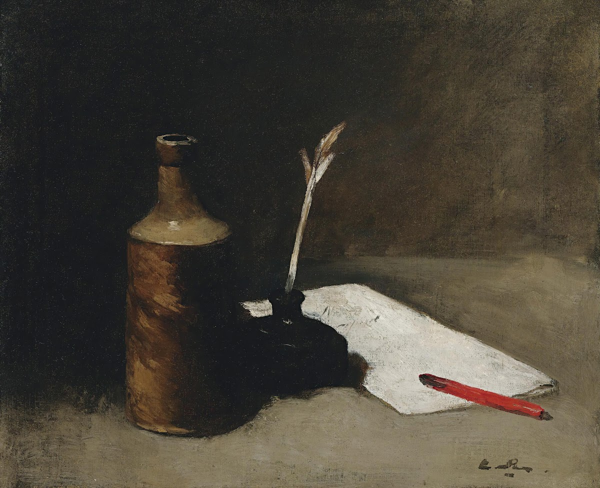Still Life With Bottle Inkpot And Letter