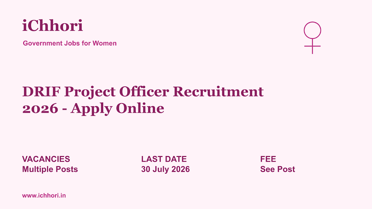 DRIF Project Officer Recruitment 2026 - Apply Online - iChhori