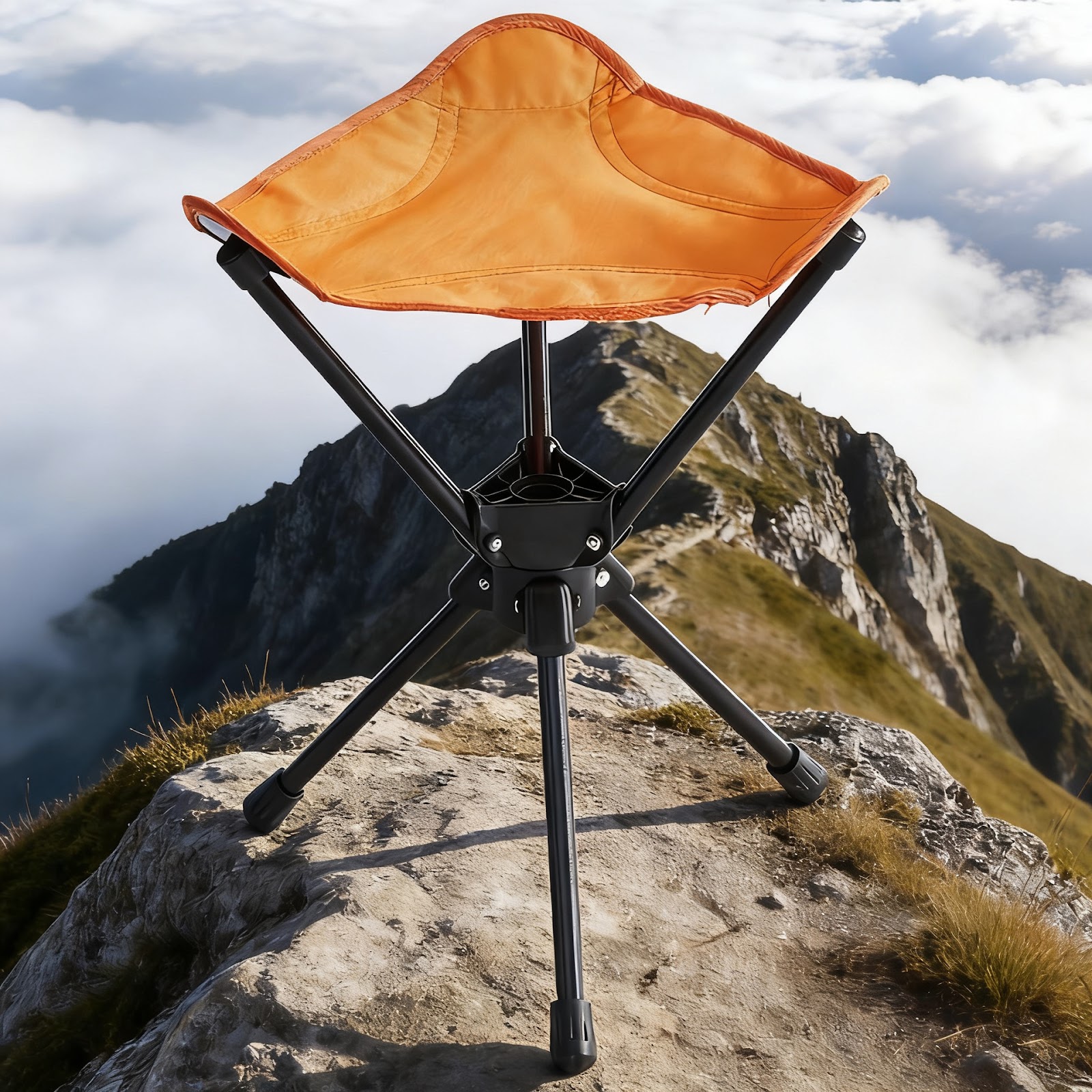 Klappbarer Campinghocker, dreieckig, Stahlrahmen