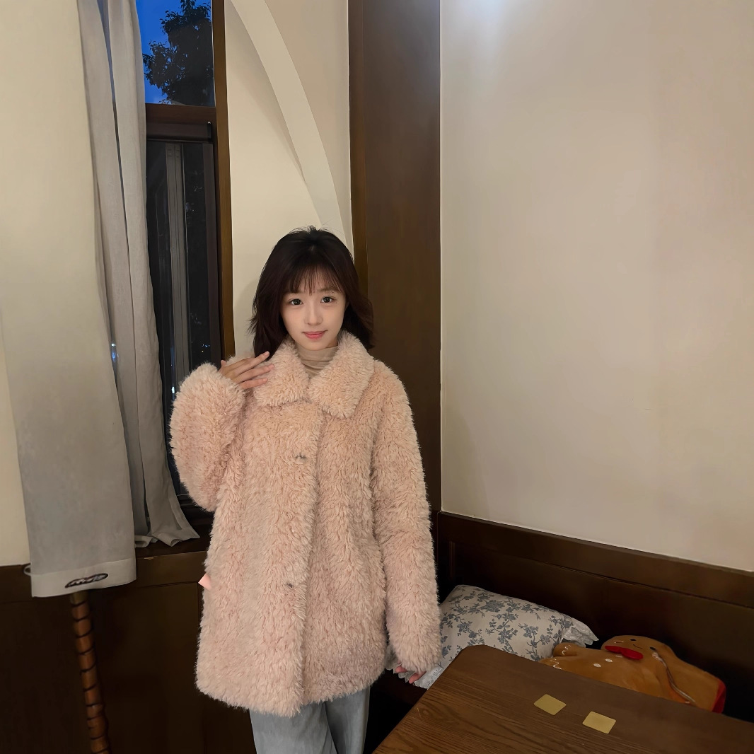 Loose Faux Sheepskin Jacket for Women