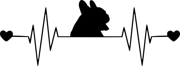 French Bulldog heartbeat line SVG with hearts for Waterjet cutting and engraving