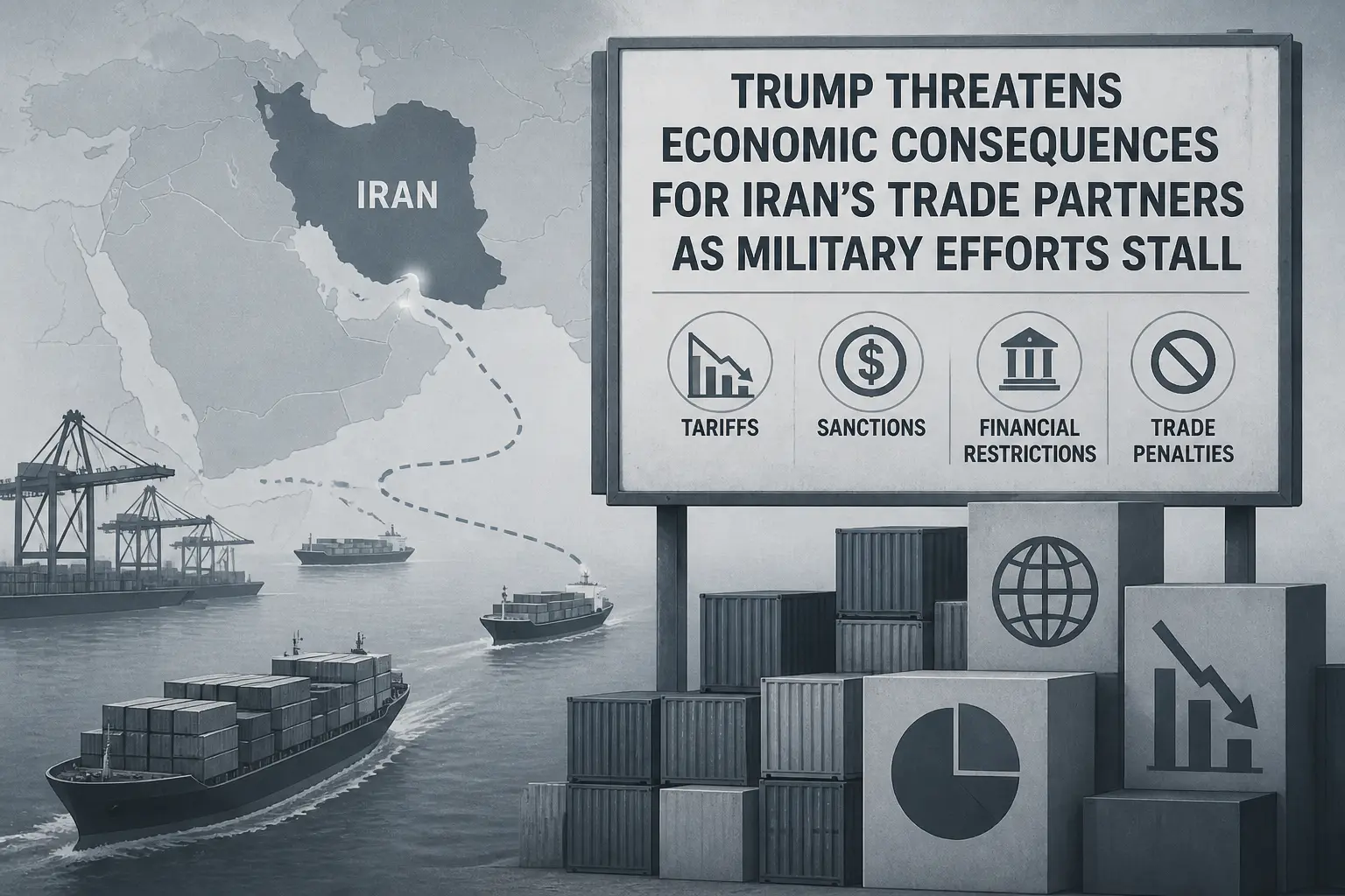 Editorial image for Trump threatens economic consequences for Iran's trade partners as military efforts stall