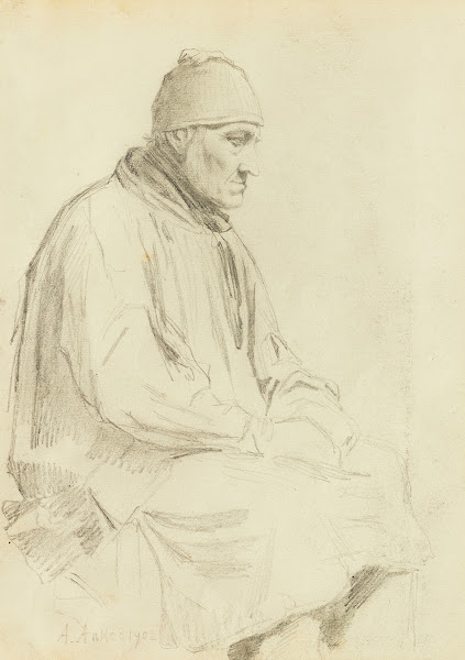 Sitzender Mann mit Mütze 1902