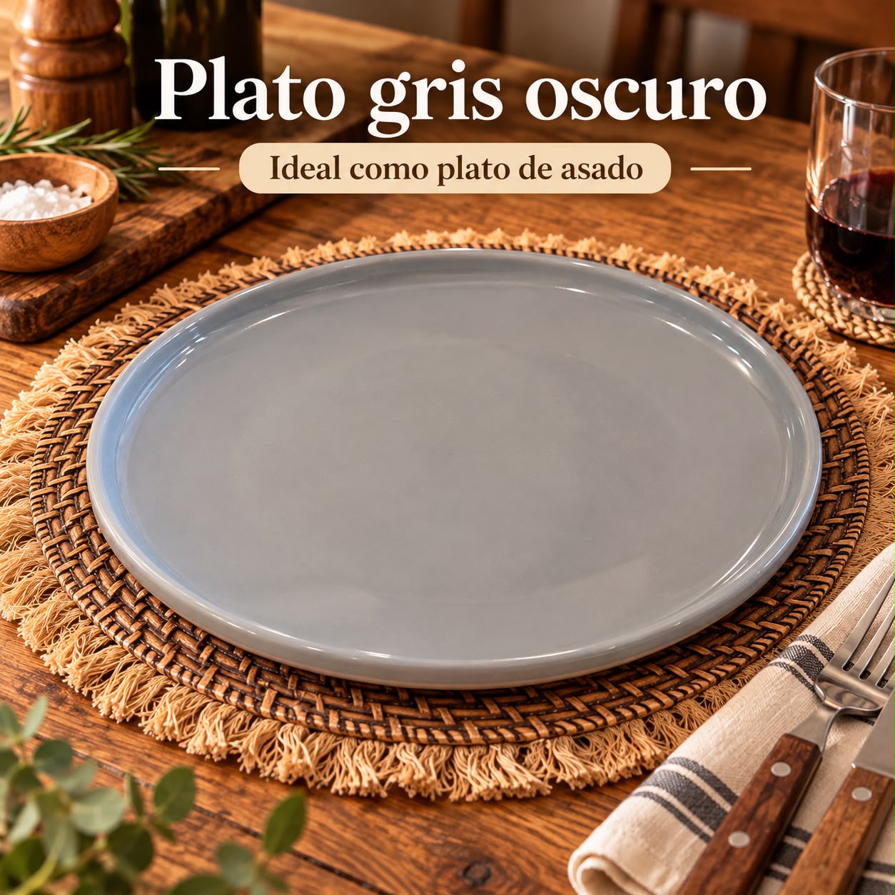 Plato playo gris grande