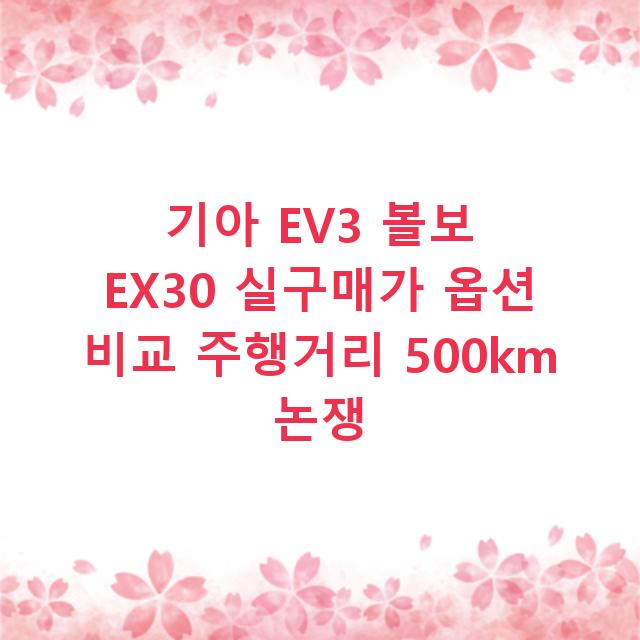 기아 EV3 볼보 EX30 실구매가 옵션 비교 주행거리 500km 논쟁