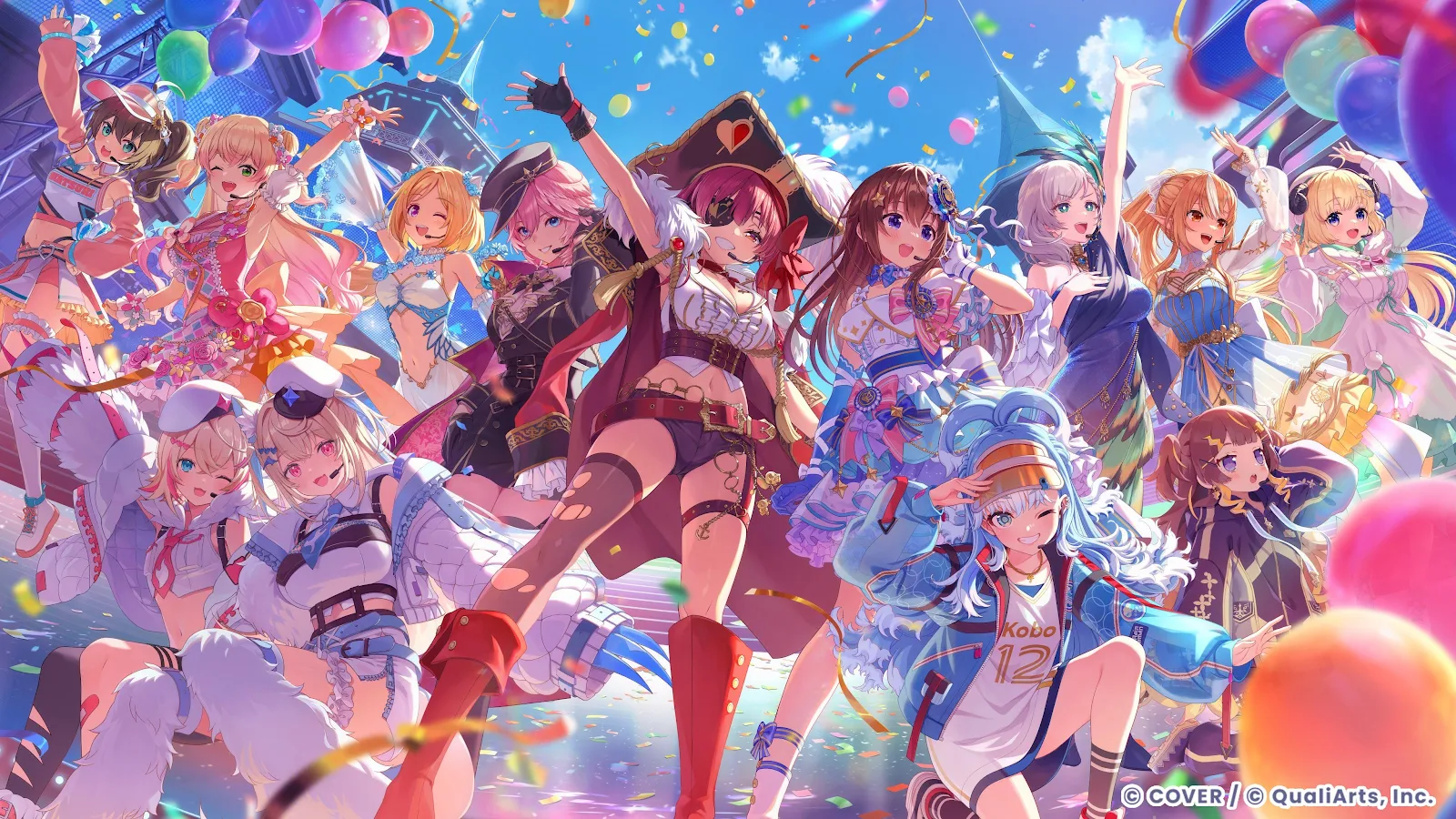Hololive VTubers Stage Celebration - Anime Art 4K Wallpaper (4096x2304)