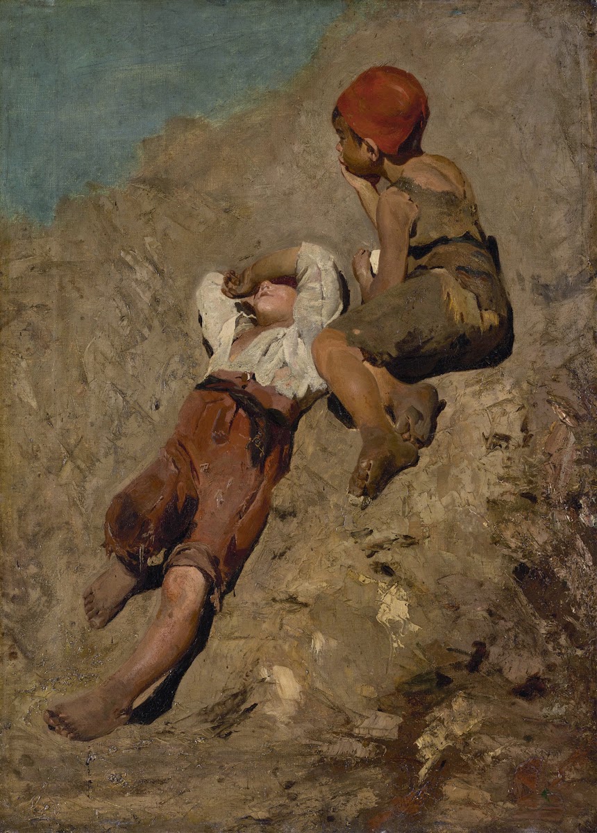 Two Peasant Boys on a Slope 1859