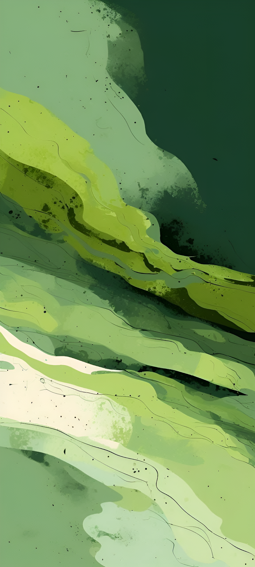 Organic Green Flow Abstract Painting Layered Watercolor Texture - Free 4K mobile Wallpaper