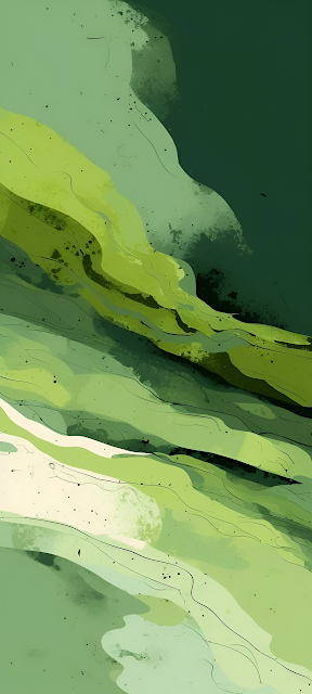 Organic Green Flow Abstract Painting Layered Watercolor Texture - Free mobile Wallpaper