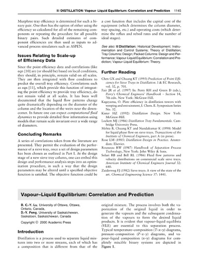 Vapour-Liquid Equilibrium-Correlation and Prediction