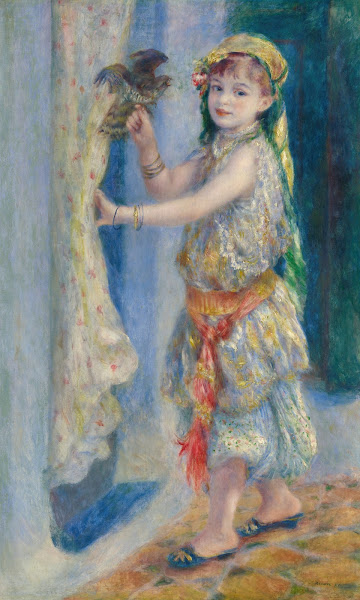 Child with a bird Mademoiselle Fleury in Algerian costume 1882