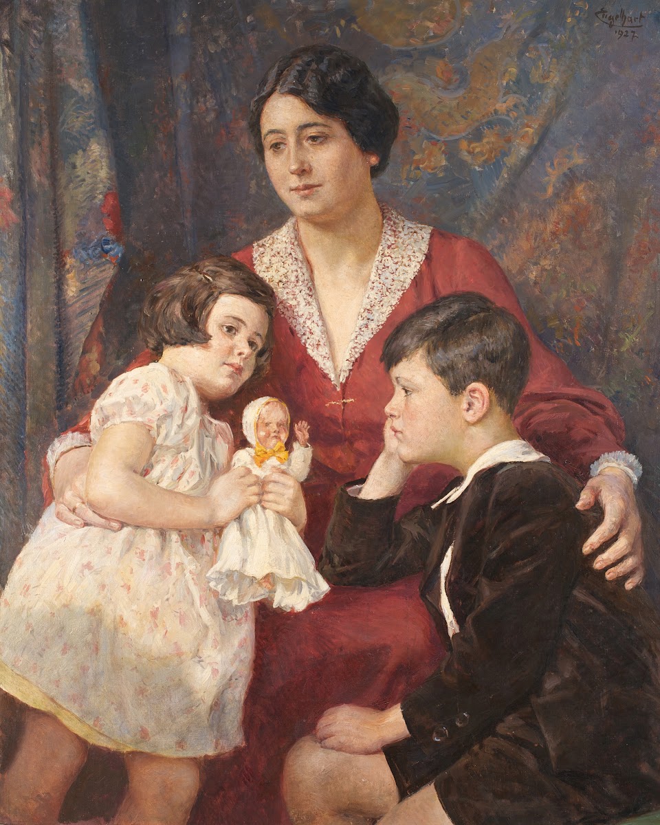 Frau Hirsch mit ihren Kindern 1927