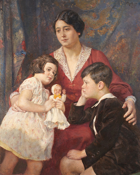 Frau Hirsch mit ihren Kindern 1927