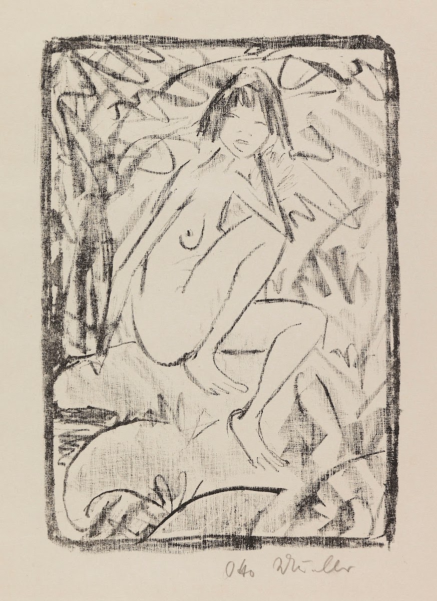Sitzende von Blattwerk umgeben helle Fassung 1923