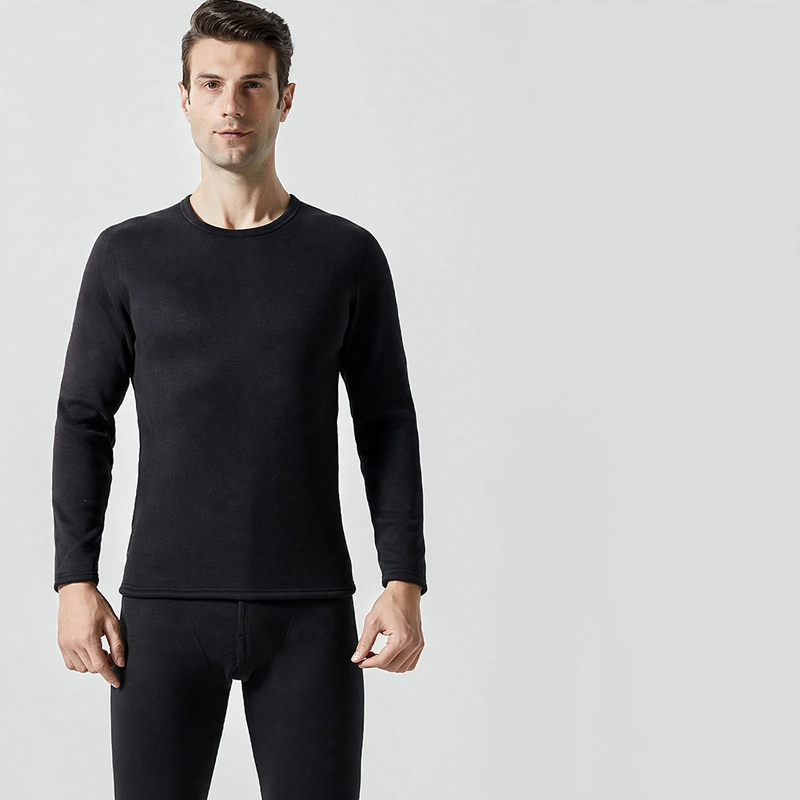 Padded thermal underwear set with lamb fleece imitation
