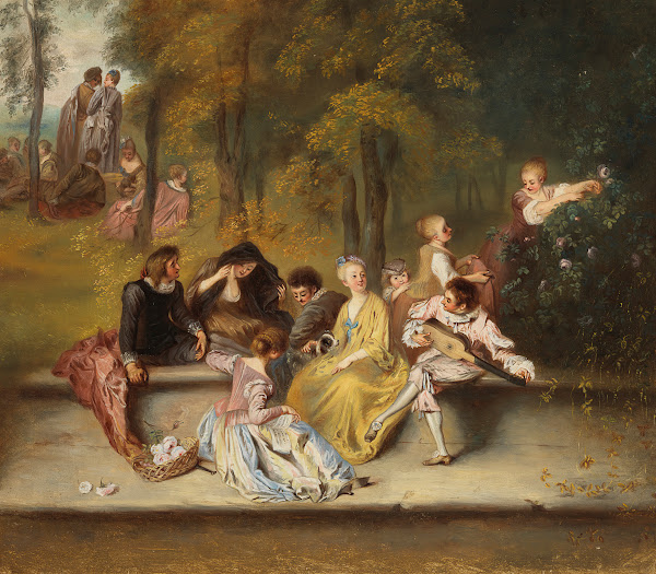 Gentlemen And Ladies On The Terrace After Antoine Watteau 1865   1867