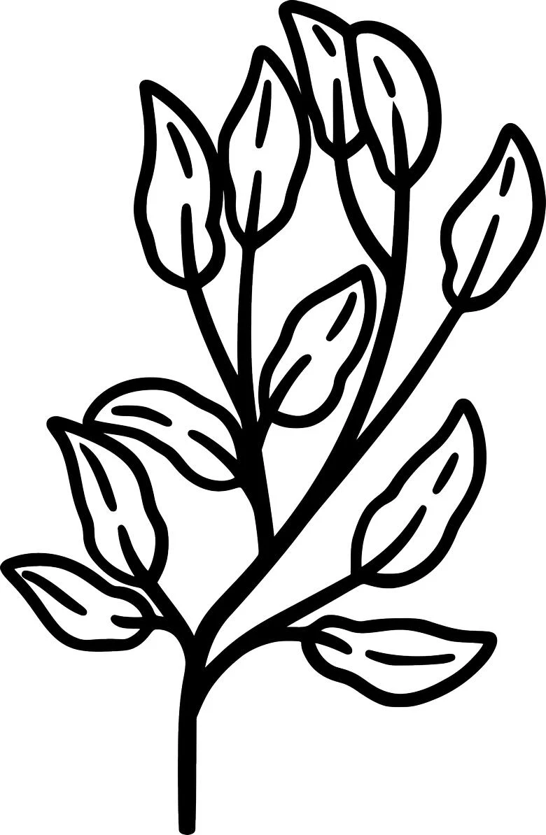 Free geometric wildflower branch SVG cut file shown in black on a white background, perfect for Father's Day crafts.